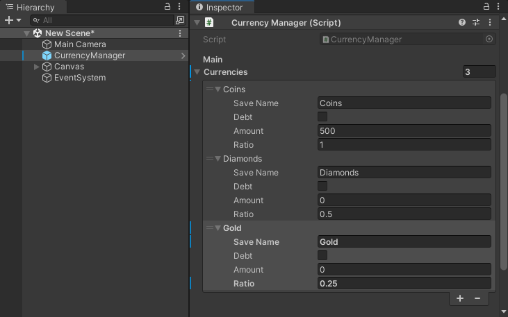 Currency Manager Prefab