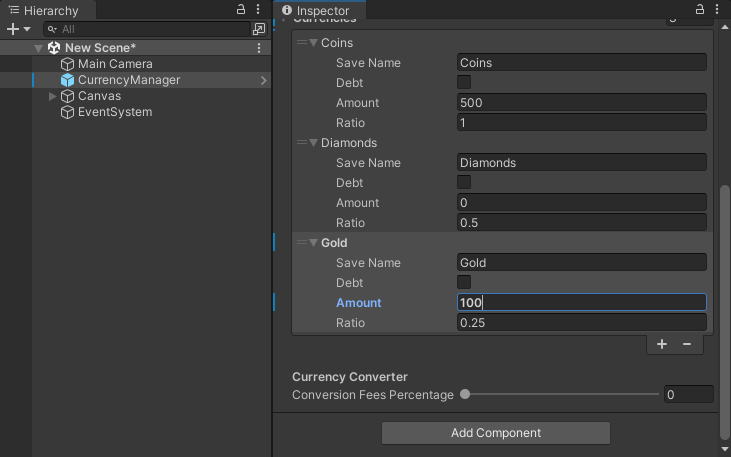 Currency Manager Prefab