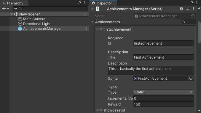 Achievements Manager Prefab Achievements Manager Prefab