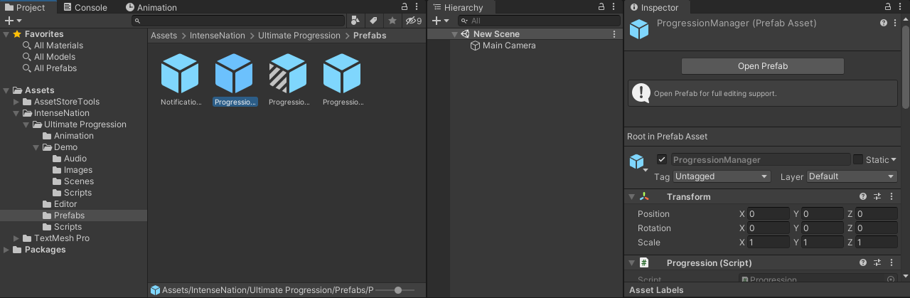 Progression Manager Prefab Progression Manager Prefab