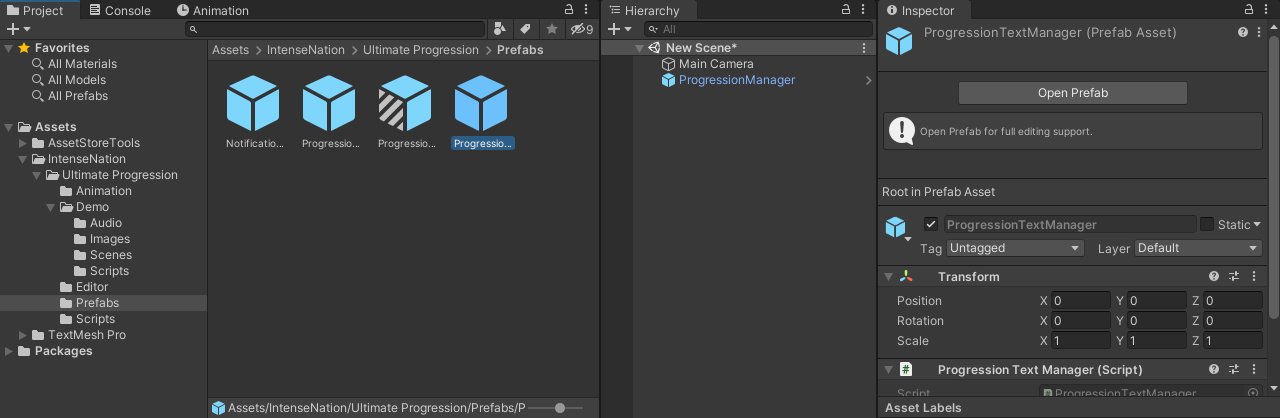 Progression Manager Prefab Progression Manager Prefab